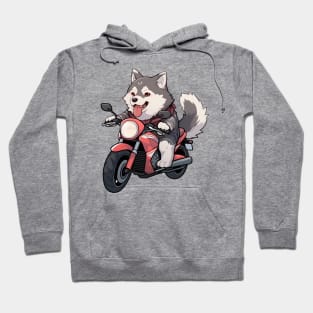 Cartoon Dog Rides Motorcycle to Fun Hoodie